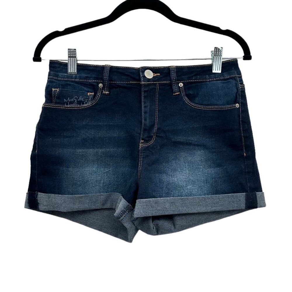 YMI High-Rise Dark Wash Curvy Fit Cuffed Hem Booty Shorts Size 7